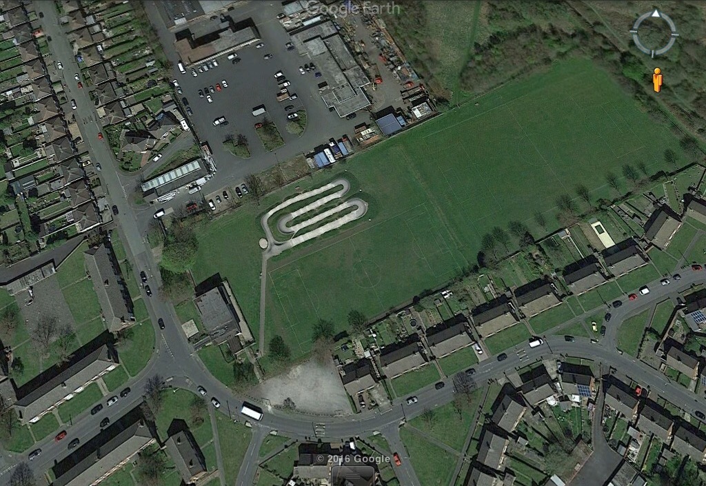 Aerial Photo shows Hilton Hall Playing Fields & BMX Track